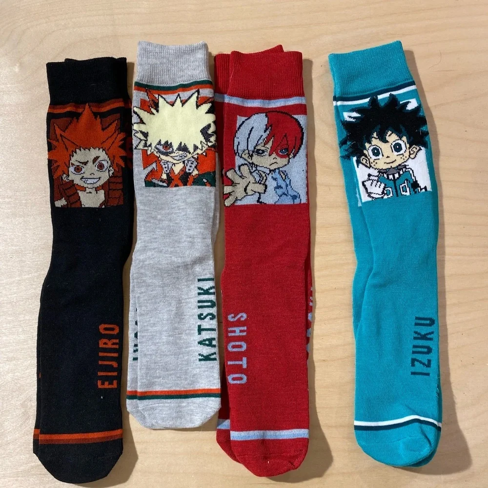 4 Pair Anime Character Socks Set Boys Shoe Size 6-10 (OE)